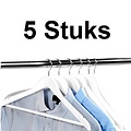 Kesper 6 STUKS Luxe FSC® houten kledinghangers | Stevige klerenhangers met broekstang | Klerenhanger | Kleerhanger | broekenstang | 44,5 Cm. Breed | Kleur: WIT | PAK van 6 Stuks