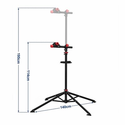 Songmics | Sterke Verstelbare Fiets Montagestandaard | Montage Stang voor uw Fiets, Mountainbike of Racefiets | Verstelbare Reparatie Montage Standaard | Montage Standaard Inklapbaar | In hoogte verstelbaar van 114 tot 195 Cm | Kleur: Zwart