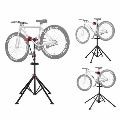 Songmics | Sterke Verstelbare Fiets Montagestandaard | Montage Stang voor uw Fiets, Mountainbike of Racefiets | Verstelbare Reparatie Montage Standaard | Montage Standaard Inklapbaar | In hoogte verstelbaar van 114 tot 195 Cm | Kleur: Zwart