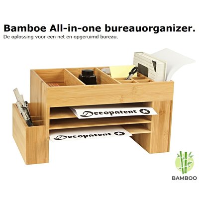 Decopatent Bamboe bureau organizer met pennenbakje en brievenbakje – Bamboe hout, groot formaat - Decopatent