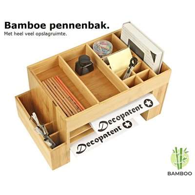 Decopatent Bamboe bureau organizer met pennenbakje en brievenbakje – Bamboe hout, groot formaat - Decopatent