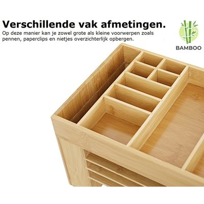 Decopatent Bamboe bureau organizer met pennenbakje en brievenbakje – Bamboe hout, groot formaat - Decopatent