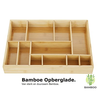 Decopatent Bamboe bestekbak voor keukenla – Bestek organizer van hoogwaardig bamboe hout – Bestekcassette van Decopatent