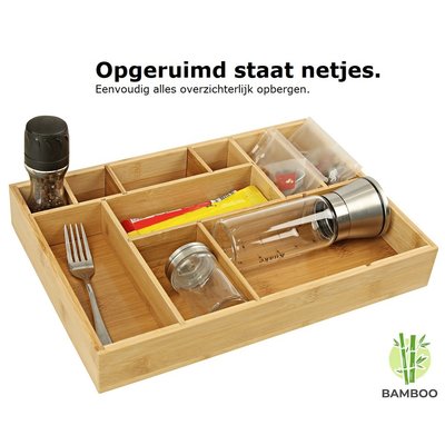 Decopatent Bamboe bestekbak voor keukenla – Bestek organizer van hoogwaardig bamboe hout – Bestekcassette van Decopatent