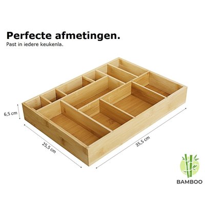 Decopatent Bamboe bestekbak voor keukenla – Bestek organizer van hoogwaardig bamboe hout – Bestekcassette van Decopatent