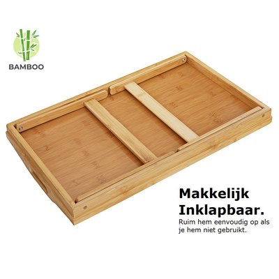 Decopatent Luxe dienblad met uitklapbare pootjes – Bamboe hout – Ontbijt op bed tafelfje / beddienblad / Laptoptafel - Inklapbaar met poten - Decopatent