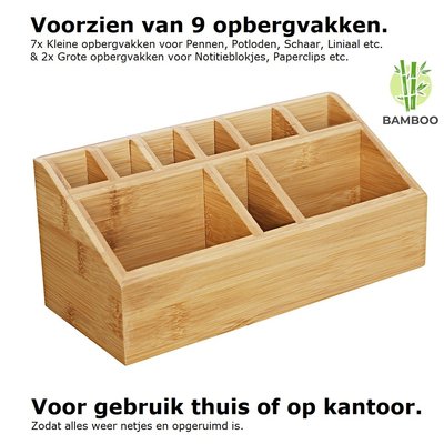 Decopatent Pennenbakje van bamboe hout – Professionele kwaliteit – Bakje voor pennen, potloden en scharen – Bureau organizer met pennenhouder - Decopatent