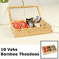 Decopatent Luxe theedoos met doorzichtig venster van bamboe hout – 10 vaks theekist voor thee - Decopatent