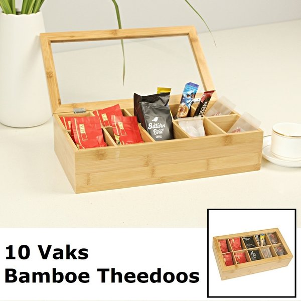 verlangen masker visueel DECOPATENTLuxe theedoos met doorzichtig venster van bamboe hout – 9 vaks  theekist voor thee - Decopatent - 𝕍𝕖𝕣𝕜𝕠𝕠𝕡 ✪ 𝕔𝕠𝕞