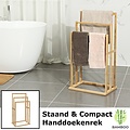 Decopatent Vrijstaand handdoekenrek voor badkamer – Staand handdoekrek van bamboe hout – Handdoek droogrek met 3 armen  - Handdoekrek - Decopatent
