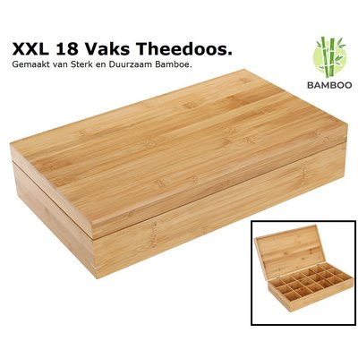 Decopatent Luxe grote theedoos van bamboe hout – 18 vaks theekist voor thee - Decopatent