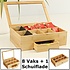 Decopatent Luxe theedoos met doorzichtig venster van bamboe hout – 9 vaks theekist voor thee - Decopatent