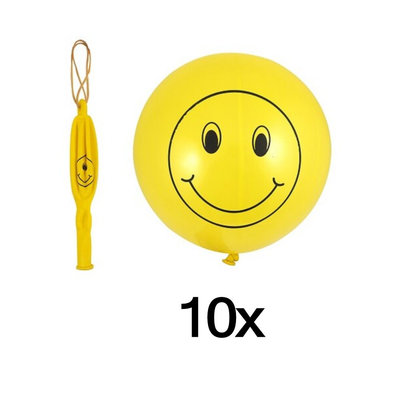 Decopatent 30 STUKS | MIX Vrolijke Traktatie / Uitdeel Kado's, bestaande uit: 10x Smiley Bounce Ballon, 10x Strech Smiley en 10x Smiley Tollen | Vrolijke Smiley Uitdeelcadeautjes