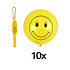 Decopatent 30 STUKS | MIX Vrolijke Traktatie / Uitdeel Kado's, bestaande uit: 10x Smiley Bounce Ballon, 10x Smiley Traplopers en 10x Smiley Tollen | Vrolijke Smiley Uitdeelcadeautjes