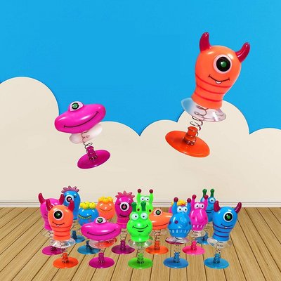 Decopatent 24 STUKS | Jump Up Monsters | Mix Gekleurde Omhoog Springende Monsters | Leuke Traktatie / Uitdeelcadeautjes voor jongens en Meisjes