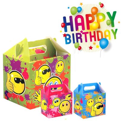 Henbrandt 10 STUKS | KANT-EN-KLARE Gevulde SMILEY Traktatiedozen INCLUSIEF Uitdeel Kado's. Bestaande uit: Uitdeelbox, Krijtjes, Notitieblok, Flipperspel, Puzzel, Stickervel en Bellenblaas | Jongens & Meisjes | Tractatiedozen voor Verjaardagen en Kinderfeestjes