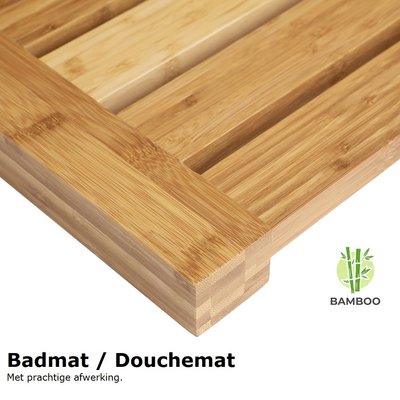 Decopatent Bamboe badmat voor douche of bad - Houten douchemat / badkamermat / saunamat - Decopatent®