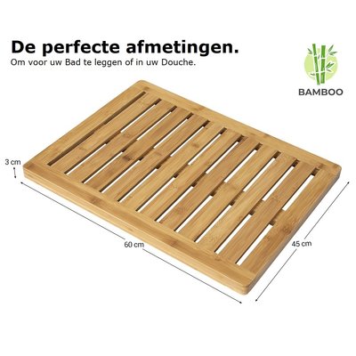 Decopatent Grote bamboe badmat voor douche of bad - Houten douchemat / badkamermat / saunamat - Decopatent®