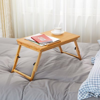 Decopatent Laptoptafel voor op bed van bamboe hout - Hoogte verstelbaar, kantelbaar & Inklapbaar - Bedtafel voor laptop, boek, tablet - Ontbijt op bed tafel - Decopatent®