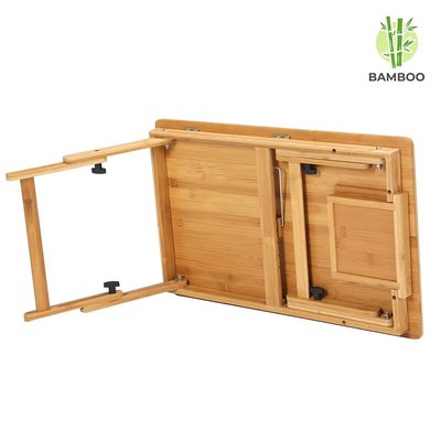 Decopatent Laptoptafel voor op bed van bamboe hout - Hoogte verstelbaar, kantelbaar & Inklapbaar - Bedtafel voor laptop, boek, tablet - Ontbijt op bed tafel - Decopatent®