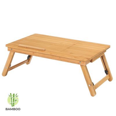 Decopatent Laptoptafel voor op bed van bamboe hout - Hoogte verstelbaar, kantelbaar & Inklapbaar - Bedtafel voor laptop, boek, tablet - Ontbijt op bed tafel - Decopatent®