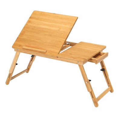 Decopatent Laptoptafel voor op bed van bamboe hout - Hoogte verstelbaar, kantelbaar & Inklapbaar - Bedtafel voor laptop, boek, tablet - Ontbijt op bed tafel - Decopatent®