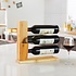 Decopatent Wijnrek van bamboe hout voor 3 flessen wijn - Design wijnflessenrek / flessenrek - Decopatent®