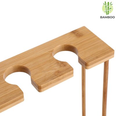 Decopatent Wijnrek van bamboe hout voor 4 flessen wijn en 4 wijnglazen - Design wijnflessenrek / flessenrek met wijnglashouder - Decopatent®