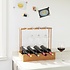 Decopatent Wijnrek van bamboe hout voor 4 flessen wijn en 4 wijnglazen - Design wijnflessenrek / flessenrek met wijnglashouder - Decopatent®