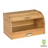 Decopatent Broodtrommel van bamboe hout met Schuifdeksel - Houten brooddoos / brood trommel met schuifdeksel en geïntegreerde brood snijplank - Decopatent®