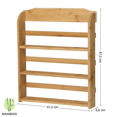 Decopatent Ophangbaar kruidenrek voor 15 kruidenpotjes - Keukenrek / specerijen rek van bamboe hout - 3 laags keukenorganizer - Decopatent®