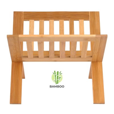 Decopatent Luxe boekenstandaard van bamboe hout - Boekenhouder / tijdschriftenrek / lectuurbak - Boekensteun / boekenplank - Decopatent®