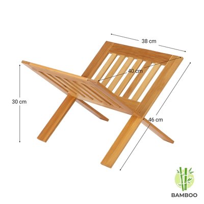 Decopatent Luxe boekenstandaard van bamboe hout - Boekenhouder / tijdschriftenrek / lectuurbak - Boekensteun / boekenplank - Decopatent®