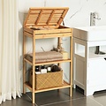 Decopatent Badkamerrek van bamboe hout - Staand rek met 3 etages voor in de badkamer - Open kastje als badkamerkast - Decopatent®