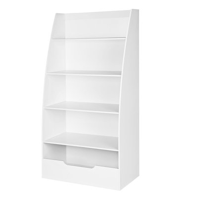 Decopatent Speelgoed Kast / Boekenkast voor kinderen - Opbergkast van hout voor kinderkamer - Voor opbergen van speelgoed, knuffels, boekjes etc. - Kinderkamer Boekenrek / open opberg kast in wit - Decopatent®