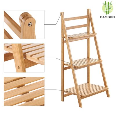 Decopatent Ladderrek / opbergrek van bamboe hout - Houten ladder rek / rekje voor in badkamer - Badkamerrek van Decopatent®