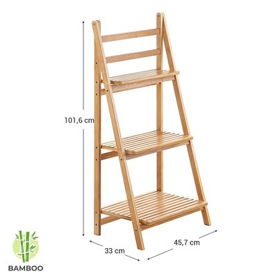 Decopatent Ladderrek / opbergrek van bamboe hout - Houten ladder rek / rekje voor in badkamer - Badkamerrek van Decopatent®