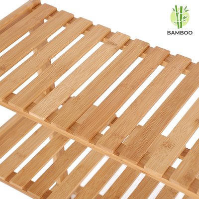 Decopatent Opbergrek van bamboe hout - Als open badkamerrek, schoenenrek of keukenrek - Opbergkast met 5 verstelbare etages / planken - Rek voor badkamer, keuken en hal - 60 cm breed - Decopatent®