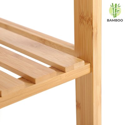 Decopatent Opbergrek van bamboe hout - Als open badkamerrek, schoenenrek of keukenrek - Opbergkast met 5 verstelbare etages / planken - Rek voor badkamer, keuken en hal - 60 cm breed - Decopatent®