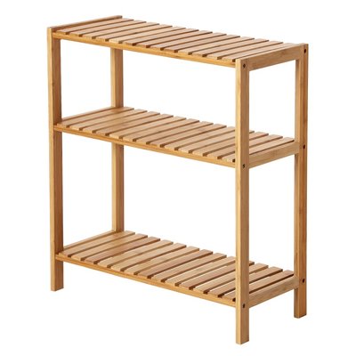 Decopatent Opbergrek van bamboe hout - Als open badkamerrek of schoenenrek met 3 etages / planken - Rek voor badkamer, schoenen en hal - 60 cm breed - Decopatent®