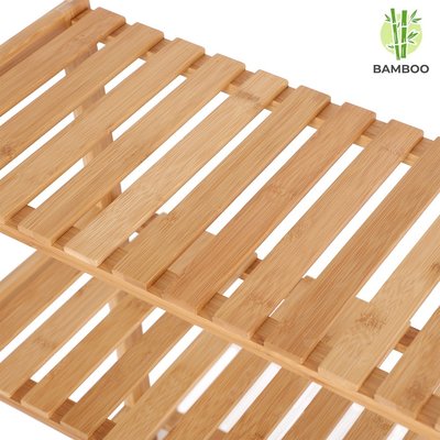 Decopatent Opbergrek van bamboe hout - Als open badkamerrek of schoenenrek met 3 etages / planken - Rek voor badkamer, schoenen en hal - 60 cm breed - Decopatent®