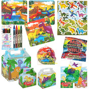 Henbrandt 10 STUKS | KANT-EN-KLARE Gevulde DINOSAURUS Traktatiedozen INCLUSIEF Uitdeel Kado's. Bestaande uit: Uitdeelbox, Krijtjes, Notitieblok, Flipperspel, Puzzel, Stickervel en Bellenblaas | Jongens | Tractatiedozen voor Verjaardagen en Kinderfeestjes