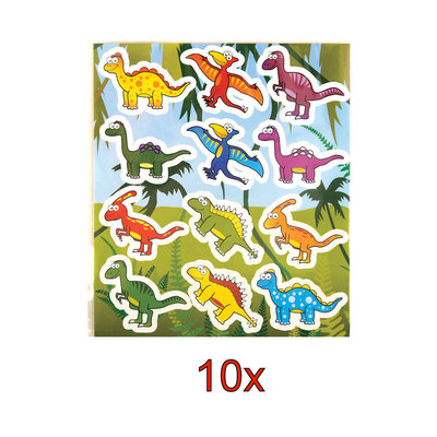 Decopatent 10 STUKS | KANT-EN-KLARE Gevulde DINOSAURUS Traktatiedozen INCLUSIEF Uitdeel Kado's. Bestaande uit: Uitdeelbox, Krijtjes, Notitieblok, Flipperspel, Puzzel, Stickervel en Bellenblaas | Jongens | Tractatiedozen voor Verjaardagen en Kinderfeestjes