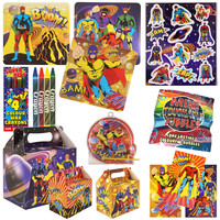 Henbrandt 10 STUKS | KANT-EN-KLARE Gevulde SUPER HERO Traktatiedozen INCLUSIEF Uitdeel Kado's. Bestaande uit: Uitdeelbox, Krijtjes, Notitieblok, Flipperspel, Puzzel, Stickervel en Bellenblaas | Jongens | Tractatiedozen voor Verjaardagen en Kinderfeestjes