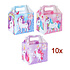 Henbrandt 10 STUKS | KANT-EN-KLARE Gevulde UNICORN Traktatiedozen INCLUSIEF Uitdeel Kado's. Bestaande uit: Uitdeelbox, Krijtjes, Notitieblok, Flipperspel, Puzzel, Stickervel en Bellenblaas | Meisjes | Tractatiedozen voor Verjaardagen en Kinderfeestjes