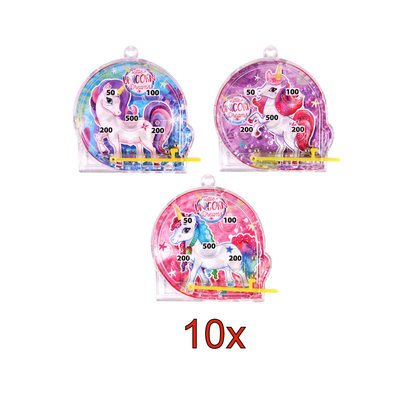 Decopatent 10 STUKS | KANT-EN-KLARE Gevulde UNICORN Traktatiedozen INCLUSIEF Uitdeel Kado's. Bestaande uit: Uitdeelbox, Krijtjes, Notitieblok, Flipperspel, Puzzel, Stickervel en Bellenblaas | Meisjes | Tractatiedozen voor Verjaardagen en Kinderfeestjes