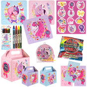 Henbrandt 10 STUKS | KANT-EN-KLARE Gevulde PONY / PAARDEN Traktatiedozen INCLUSIEF Uitdeel Kado's. Bestaande uit: Uitdeelbox, Krijtjes, Notitieblok, Flipperspel, Puzzel, Stickervel en Bellenblaas | Meisjes | Tractatiedozen voor Verjaardagen en Kinderfeestjes