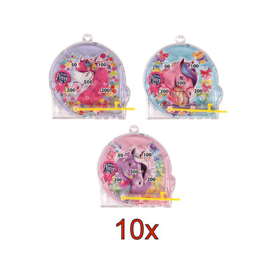 Henbrandt 10 STUKS | KANT-EN-KLARE Gevulde PONY / PAARDEN Traktatiedozen INCLUSIEF Uitdeel Kado's. Bestaande uit: Uitdeelbox, Krijtjes, Notitieblok, Flipperspel, Puzzel, Stickervel en Bellenblaas | Meisjes | Tractatiedozen voor Verjaardagen en Kinderfeestjes