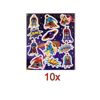 Henbrandt 10 STUKS | KANT-EN-KLARE Gevulde SUPER HERO Traktatie Tas INCLUSIEF Uitdeel Kado's. Bestaande uit: Tasje, Krijtjes, Notitieblok, Flipperspel, Puzzel, Stickervel en Bellenblaas | Jongens | Tractatiedozen voor Verjaardagen en Kinderfeestjes