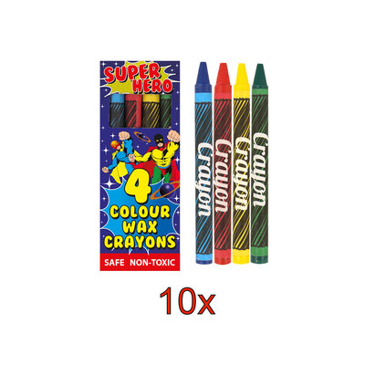 Henbrandt 10 STUKS | KANT-EN-KLARE Gevulde SUPER HERO Traktatie Tas INCLUSIEF Uitdeel Kado's. Bestaande uit: Tasje, Krijtjes, Notitieblok, Flipperspel, Puzzel, Stickervel en Bellenblaas | Jongens | Tractatiedozen voor Verjaardagen en Kinderfeestjes